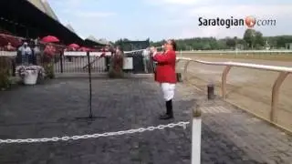 Sam the Bugler doing what he does best before Evan Shipman Stakes at Saratoga Race Course