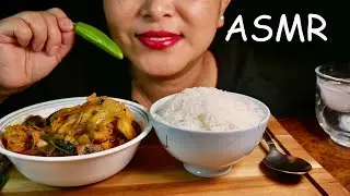 ASMR: SPICY CHICKEN AND VEGETABLE STEW WITH THE RICE.(NO TALKING/EATING SOUNDS) #asmreating #letseat