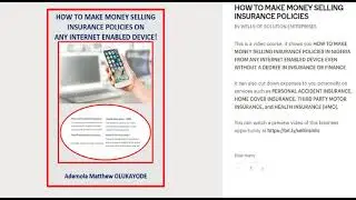 HOW TO MAKE MONEY SELLING INSURANCE POLICIES IN NIGERIA