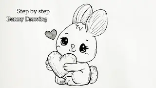 Learn to draw the cutest bunny — step by step 🐰❤✨