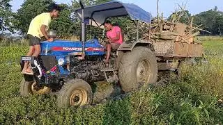 Powertrac euro 50 stuck in mud # sonalika rx 47 tochon #