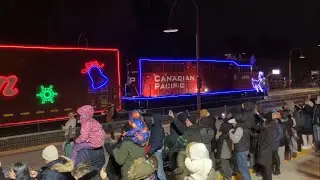 View of the 2023-2024 CPKC holiday train at Montreal Ouest station with other fellow YouTubers
