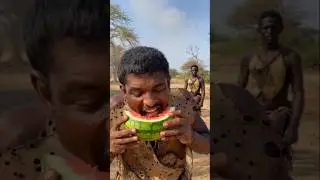 Trying Watermelon for the First Time!🍉 #africa #hadzabetribe  #vilagelife #wildcooking