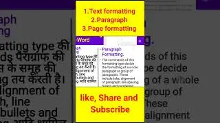 Text, paragraph and page Formatting in Ms word