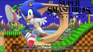 Wii || Dashing The Hero holding Franklin Badge below Helpless Princess Peach's Castle