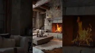 🔥 Rustic Stone Fireplace Cabin Escape &ndash; Inspired by Colorado Rockies ❄️🏔️ #CabinWoven