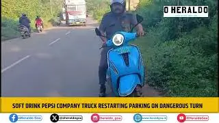 Soft Drink Pepsi Company truck restarting parking on dangerous turn