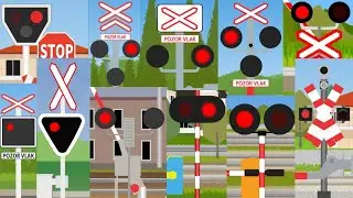 Eastern Europe, Level crossings【踏切アニメ】東ヨーロッパのいろんな場所でカンカン😂😂😂Railroad crossings