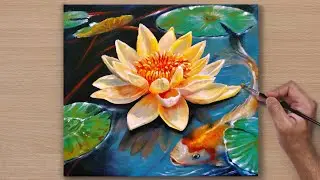 Peaceful Koi Pond /Acrylic Painting / STEP BY STEP