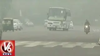 Dense Fog Prevails In Delhi | Commuters Face Problems With Low Visibility | V6 News