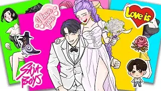 KPOP DEMON HUNTERS ASMR Наклейки: Радостная свадьба Джину и Руми | Набор наклеек своими руками #149
