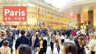 Paris France, HDR walking - Rush hour on last day of 2022 - 4K HDR 60fps
