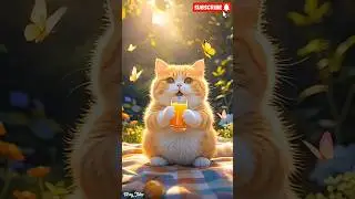 ☀️ A Peaceful Summer Morning With Meow Cat &ndash; Fresh Orange Juice Delight! 😻🍊🌿🍹 #catchef #catcooking