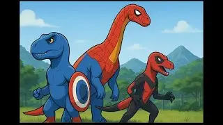 Spider-Man + Brachiosaurus vs Captain America & Deadpool &mdash; Epic Dino Battle