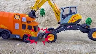 Rescue_excavator_trucks_🚂🚜and_cement_trucksPolice_🚗🚨car_crane_truck_toy_TOYS 🦖🚁🛫#ruhulshorts  #toys