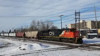 CN and BNSF Manitoba Trains and Caboose in Southwest Winnipeg (11/23/2021)