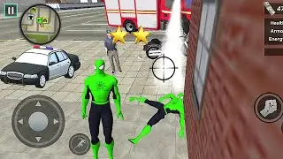 Green Spiderman VS Iron Hero VS Police Spider Rope Hero:Ninja Gangster Crime Vegas City Gameplay