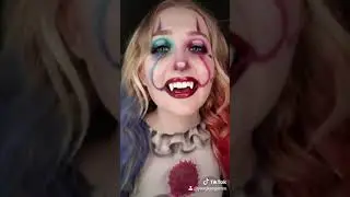 Cute little Harley Quinn makeup! #harleyquinn# clownmakeup #bodyart #bodypaint #shorts