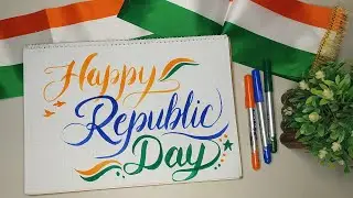 Happy Republic Day Calligraphy ✍️ | Cursive Writing in Tiranga Colors 🇮🇳 | 26 January Special