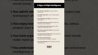 9 Signs of High Intelligence #motivation #selfimprovement #discipline #mindset #vibes