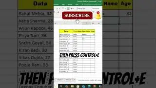 Split Full Name & Age in excel 1 second(The Ctrl+E Magic Trick) #ExcelFlashFill#CtrlE#ExcelDataSplit