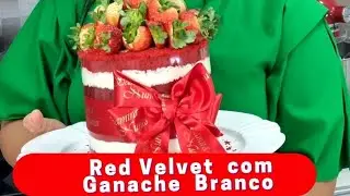 BOLO RED VELVET Com Recheio  de Ganache  Branco