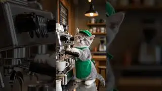 ☕ Kitten Working at Starbucks?! 😹 Barista Cat in Action! 🐾