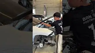 How to set the hood to be the same size without removing it #carrepair #ซ่อมรถ