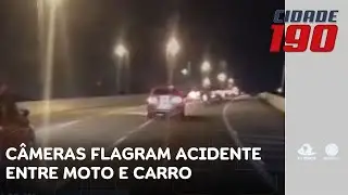 Câmeras flagram acidente entre moto e carro em rotatória movimentada da capital | Cidade 190