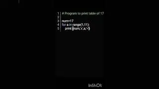 Program to print table of 17 