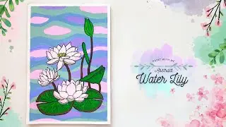 Water Lily Painting | Abstract Water Lily | Easy Flower Painting | Abstract Painting for Beginners