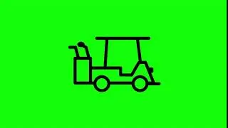 Animated Golf Cart Icon on Green Screen With Pop-up Sound