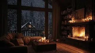 🎹🕯️ Soft Piano Music | Warm Fireplace and Snowy Night Ambience | Deep Sleep and Calm Focus