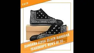 Bandana Fever Black Bandana Teardrops Men's Hi Top Sneakers Black