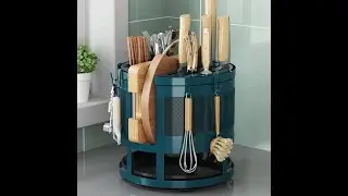 360Rotatable Knife Rack Chopsticks Cage Drain Rack Chopping Board Storage Shelf Countertop Water Fil