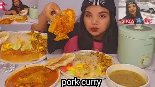 pork curry with Banda Gobhi ra Kalo dal delicious #sushilamukbang