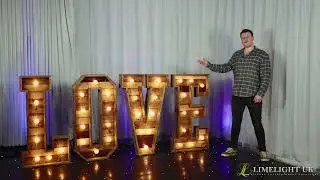 Limelight UK Events Giant LED Light Up Characters! Letters, Numbers, White & Rustic Finish!