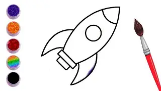 How to draw rocket for kids, cartoon, coloring, glitter for kids, paint, draw, art for kids
