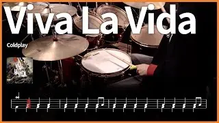 242.Coldplay(콜드플레이) - Viva La Vida 드럼커버 【★☆☆☆☆】 drums tutorial 드럼 악보 【TAB】