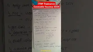 ITBP Constable Tradesmen New Vacancy 2024 | ITBP Constable Tradesmen Recruitment 2024, Age,Syllabus
