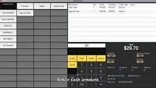 Oakafe' POS mac ~ Petite Demo ~ Pay by cash