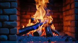 Relaxation & Cozy Firelight &ndash; 12H Brick Fireplace with Blue-Edged Flames, Ember Bed, and Soft Heat