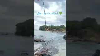 Blue beach island🏝️ #srilankabeaches #lifeisbutadream #travel #bluebeach #vibes #viralvideo 🏝️