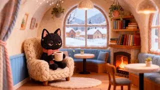 Lofi Cat’s Cozy Fireplace Reading 🔥📖 Winter Lofi ☕️ Soft Lofi Beats for Study & Calm Sleep