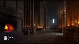 Medieval Candlelit Corridor Fireplace | Quiet Reading & Study | 1 Hour 