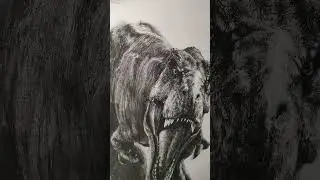 Jurassic Park T-Rex Charcoal Drawing