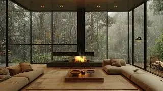 Early Morning Productivity Playlist ⸙ Fireplace Burning Sounds In Modern Living Room ✾