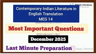 MEG 14 Important Questions December exam 2025 Contemporary Indian Literature in English Translation 