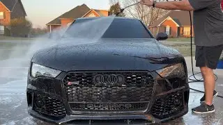 Relaxing maintenance wash for this RS7 with  @hypercleanstore  Tre’ ceramic coating