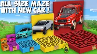 I Found ALL SIZE SECRET MAZE with NEW CAR in Minecraft ! SECRET PASSAGE WITH SUPER CARS !